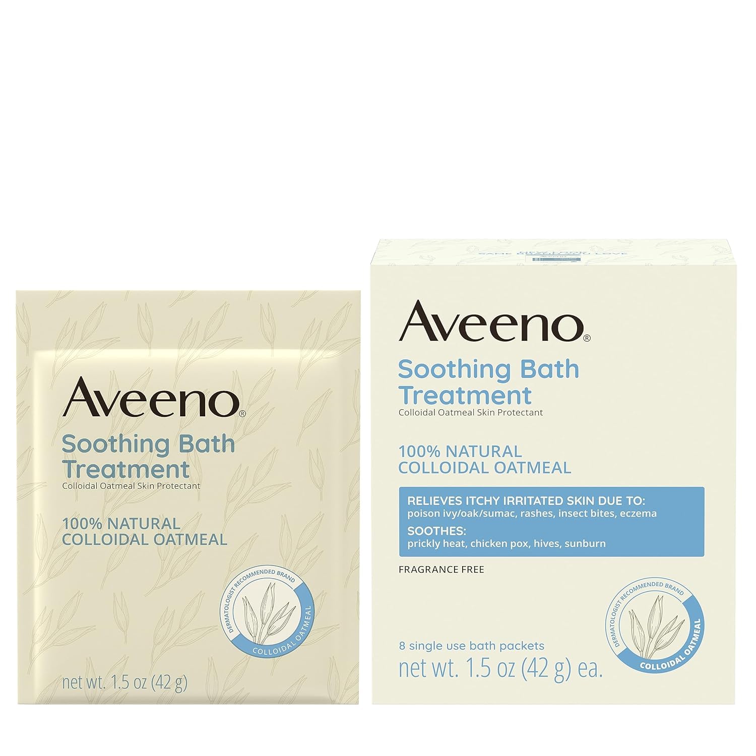 Aveeno baño en tina con agua tibia para piel suave y calmada.