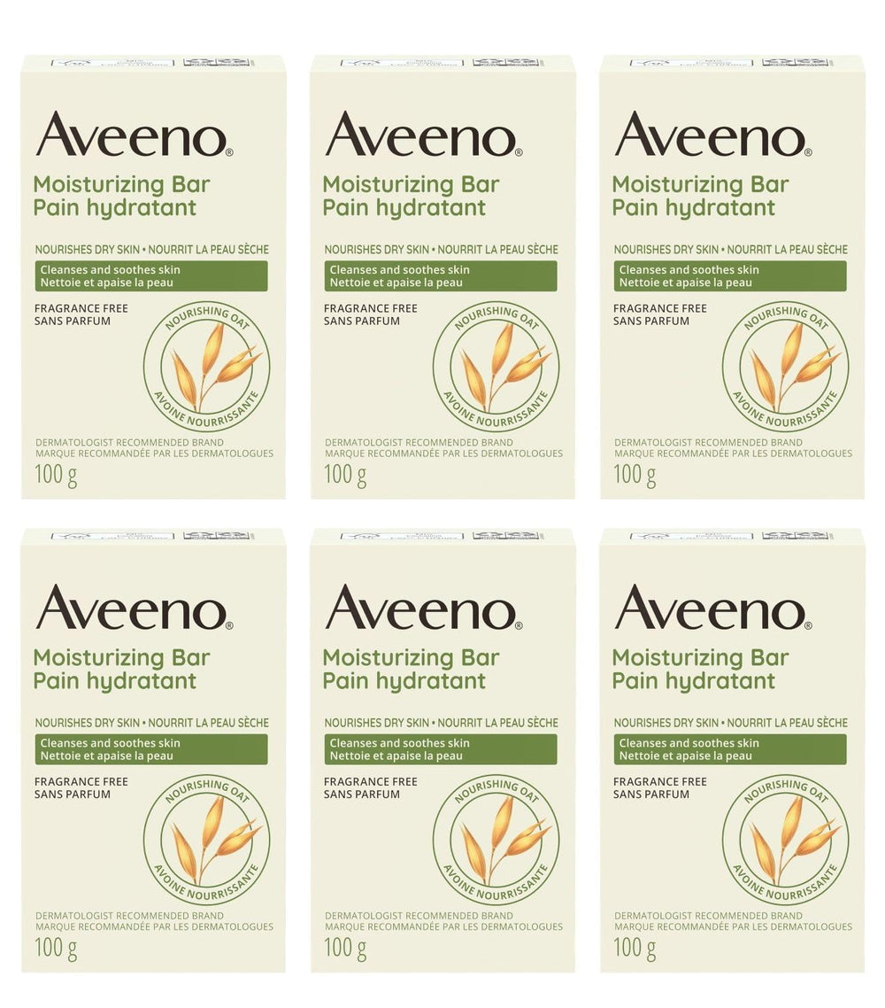 Barra Aveeno limpiadora facial sin fragancia para piel sensible.