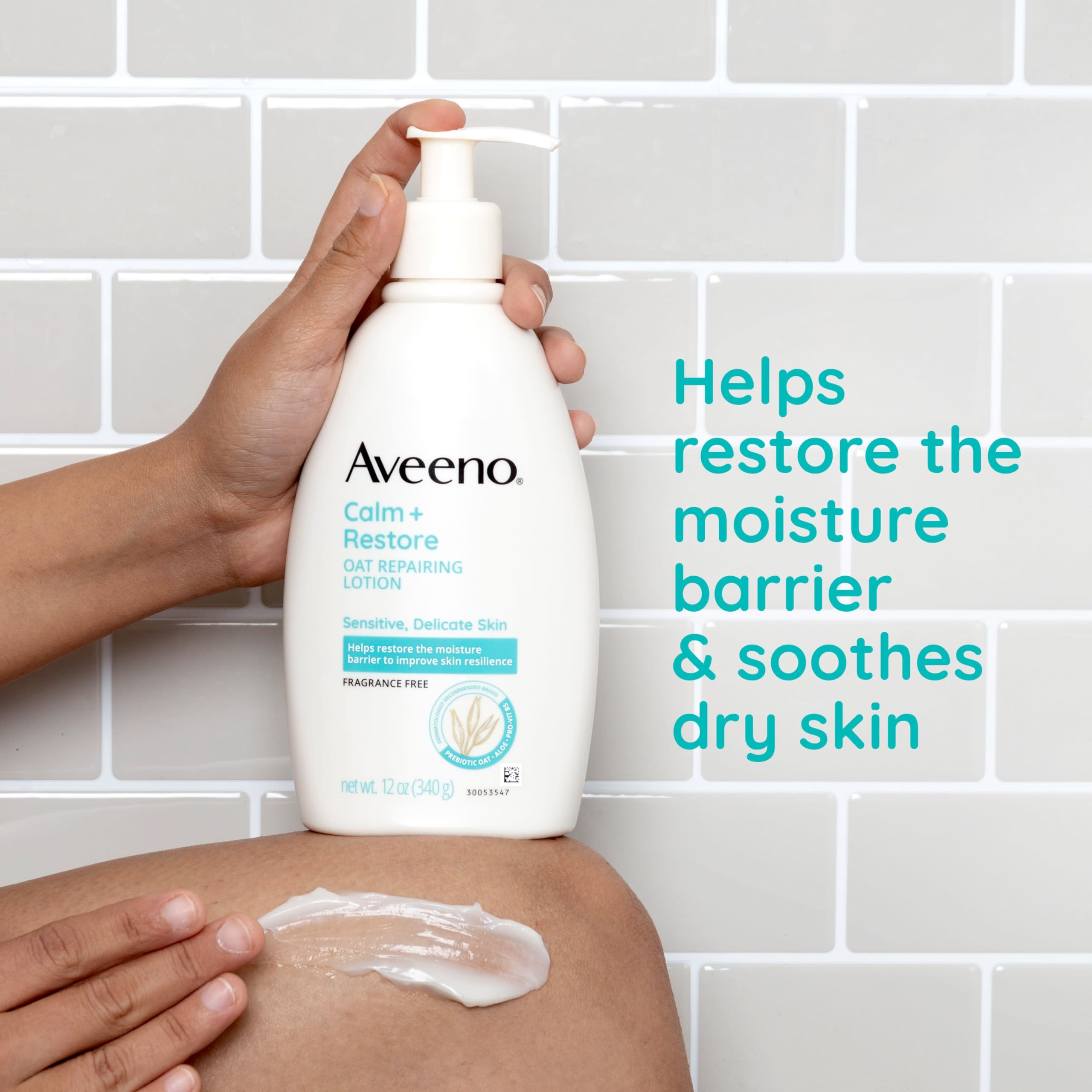 Aplicación diaria de Aveeno Calm + Restore en piel sensible