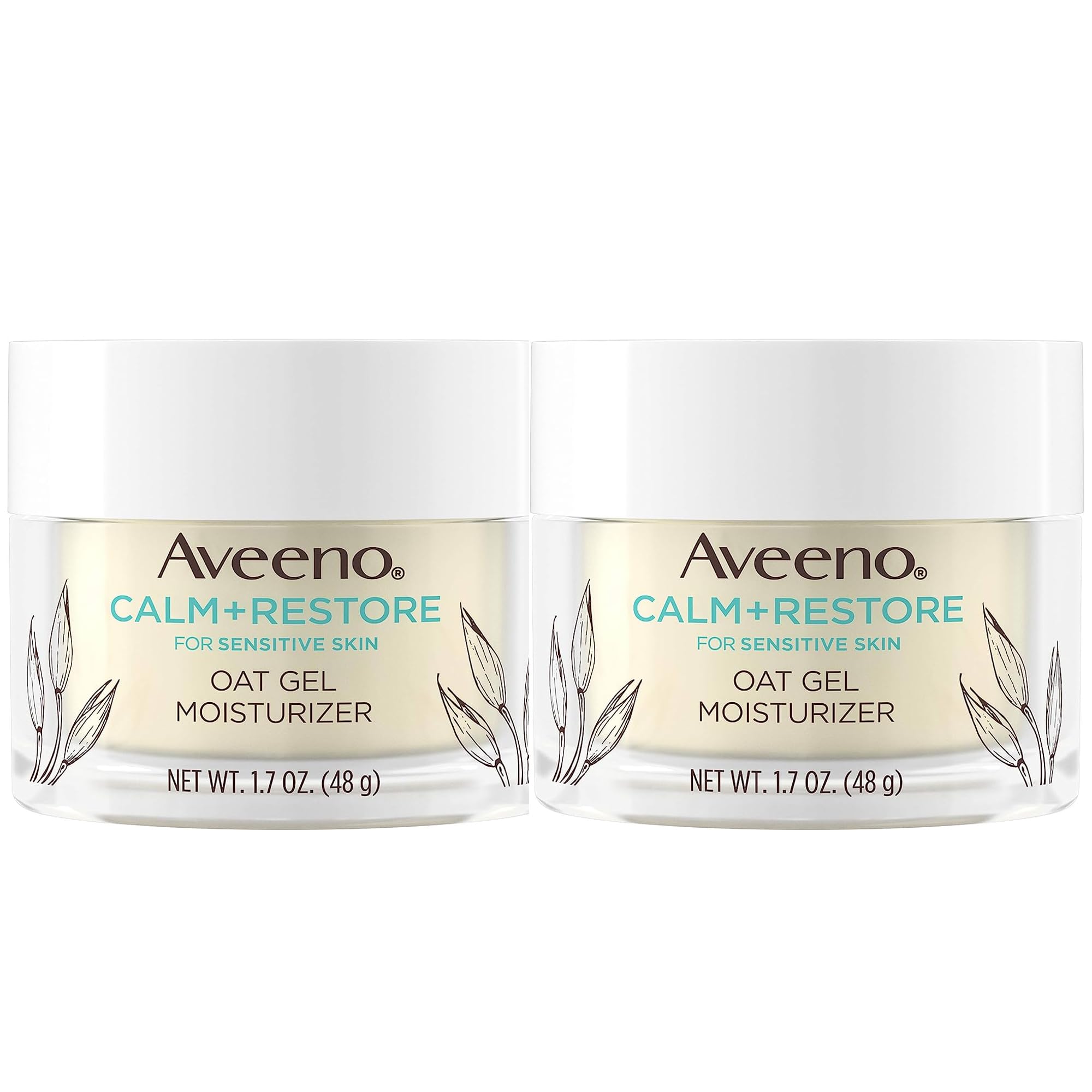 Aveeno Calm + Restore gel facial pack de 2, hidratación suave para piel sensible.