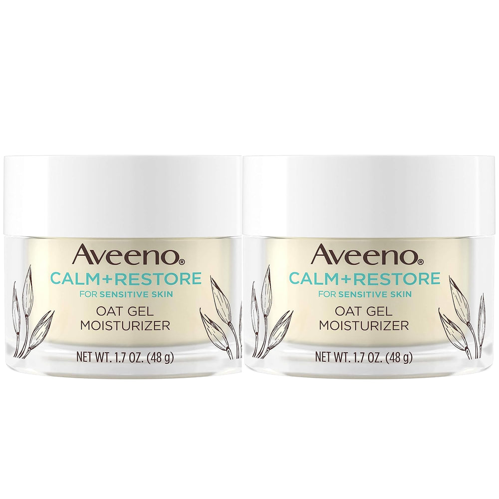 Aveeno Calm + Restore gel facial pack de 2, hidratación suave para piel sensible.