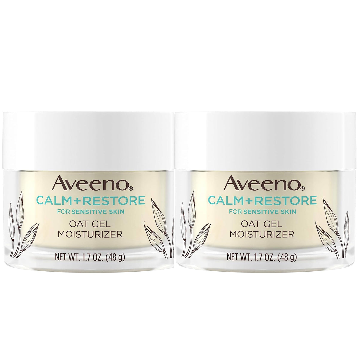 Aveeno Calm + Restore gel facial pack de 2, hidratación suave para piel sensible.