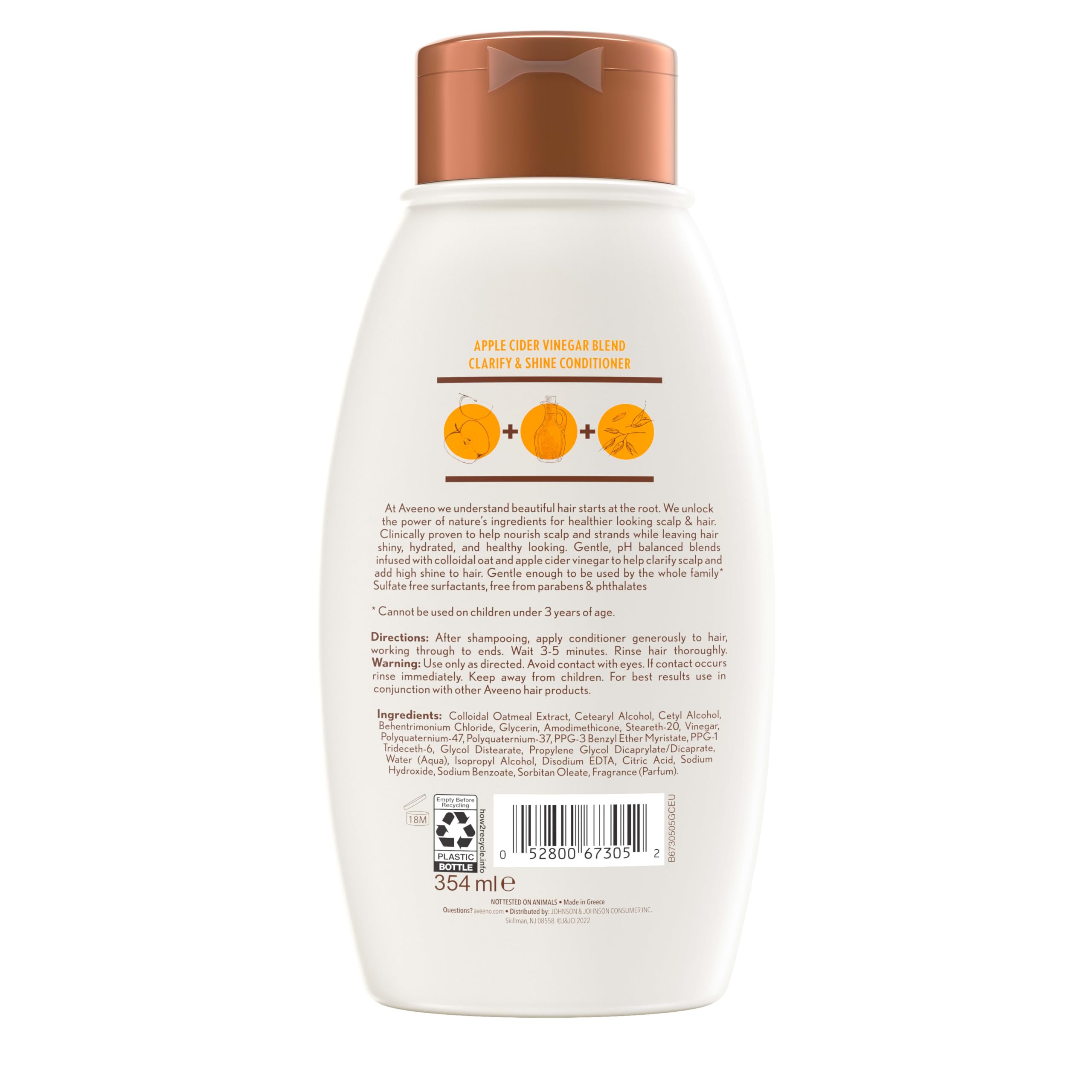 Aveeno Acondicionador Vinagre Manzana, resultado sedoso y manejable.