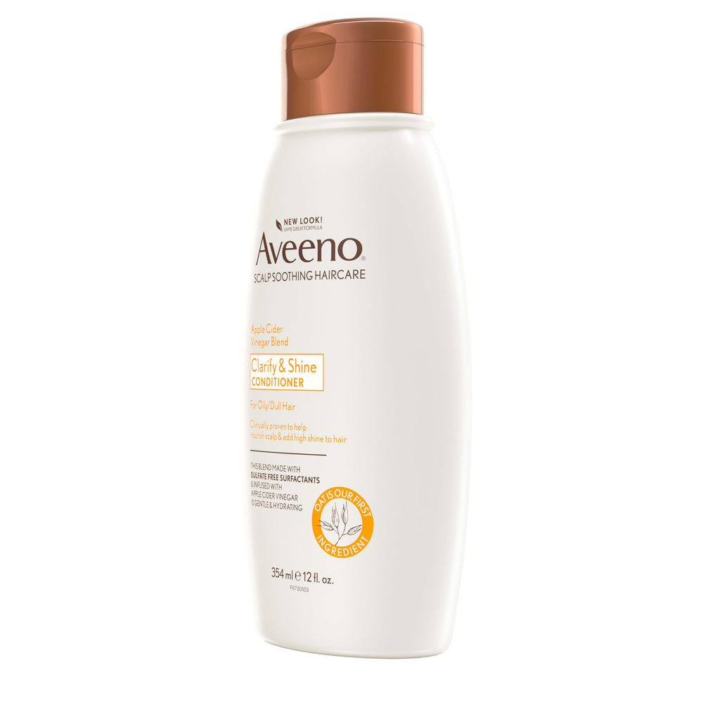 Aveeno Acondicionador Vinagre Manzana, frasco enfocado para uso diario.