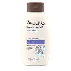 Aveeno Ducha relajante en botella con avena prebiótica para piel sensible.