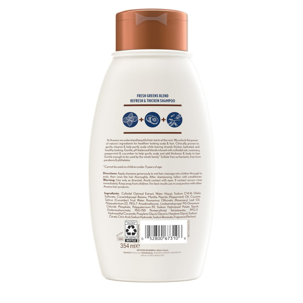 Aveeno Fresh Greens Blend Champú, uso en ducha para limpieza y fortalecimiento