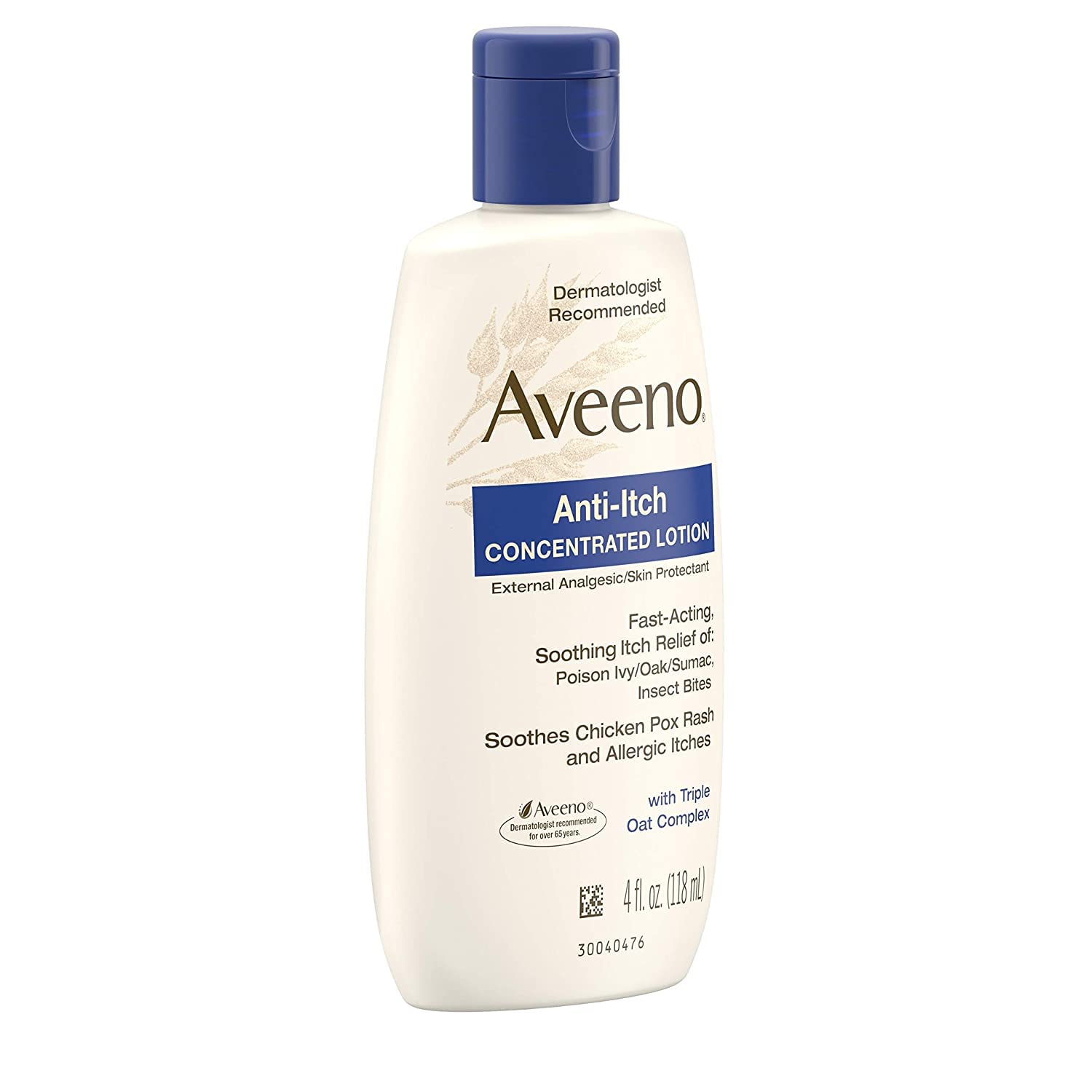 Aveeno loción concentrada antipicor avena, textura cremosa para calmar la piel tras irritaciones.