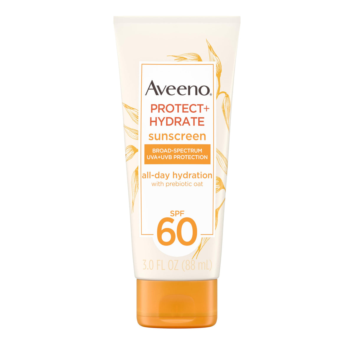 Aveeno Protect + Hydrate loción solar SPF 60 en tubo, protección eficaz e hidratación.