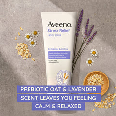 Aveeno exfoliante corporal, textura cremosa que genera espuma suave para exfoliación suave.