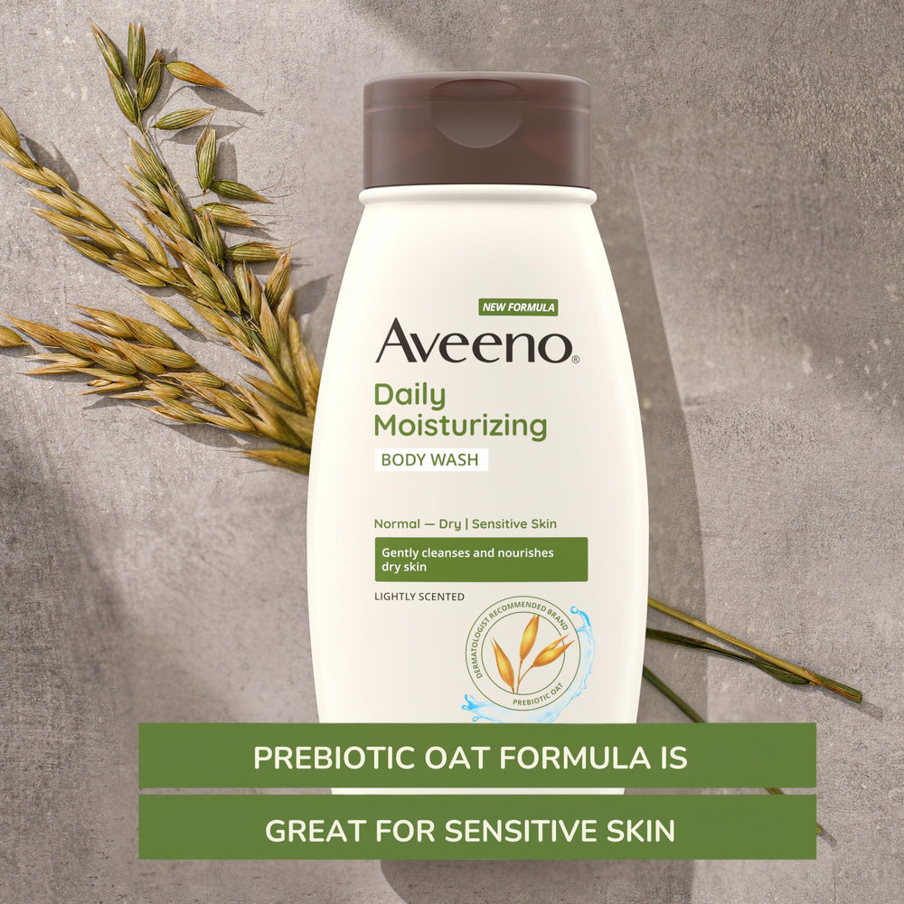 Aveeno textura espumosa limpia suavemente durante la ducha.