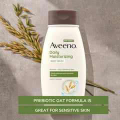 Aveeno textura espumosa limpia suavemente durante la ducha.