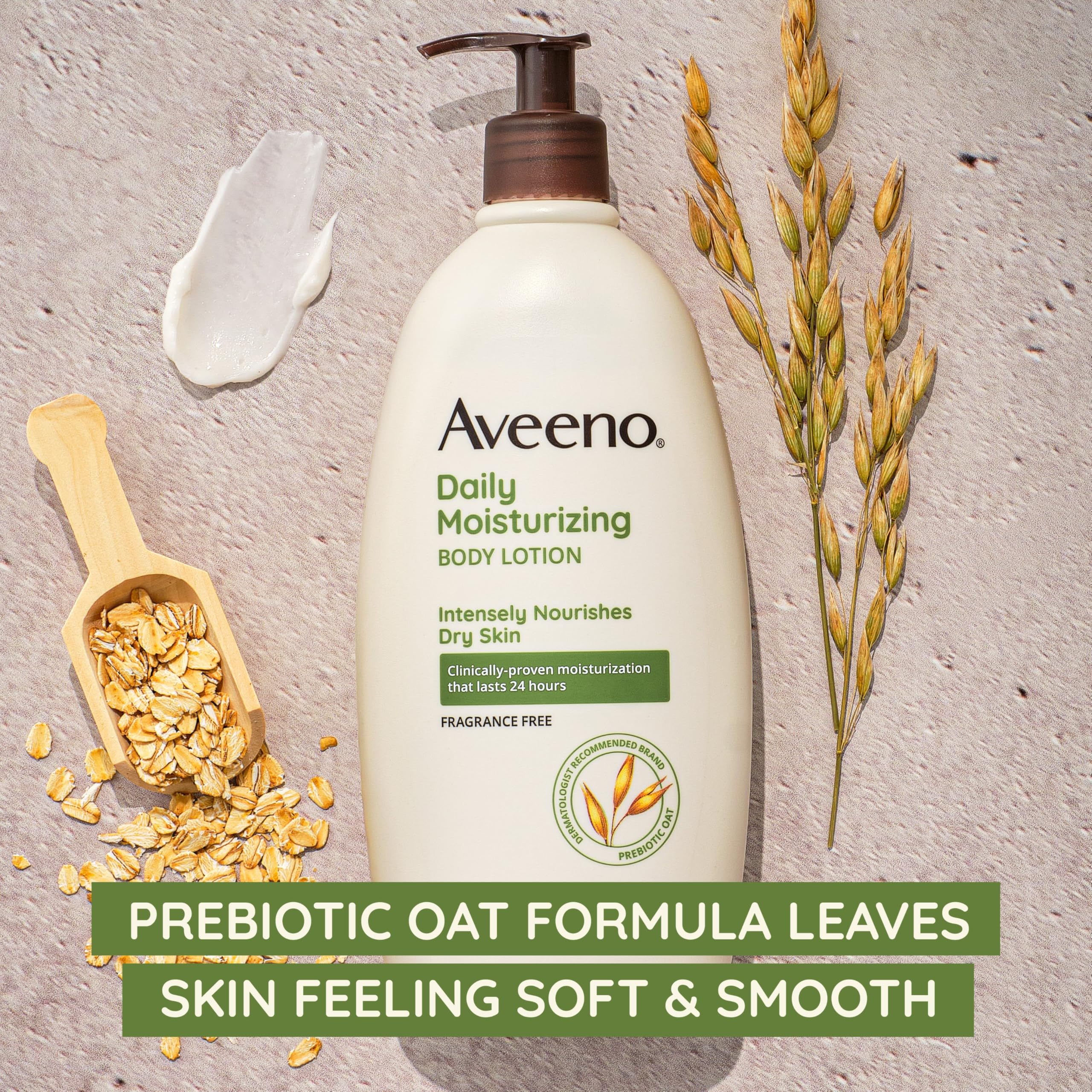 Aveeno textura ultra ligera sin fragancia para comodidad de la piel.