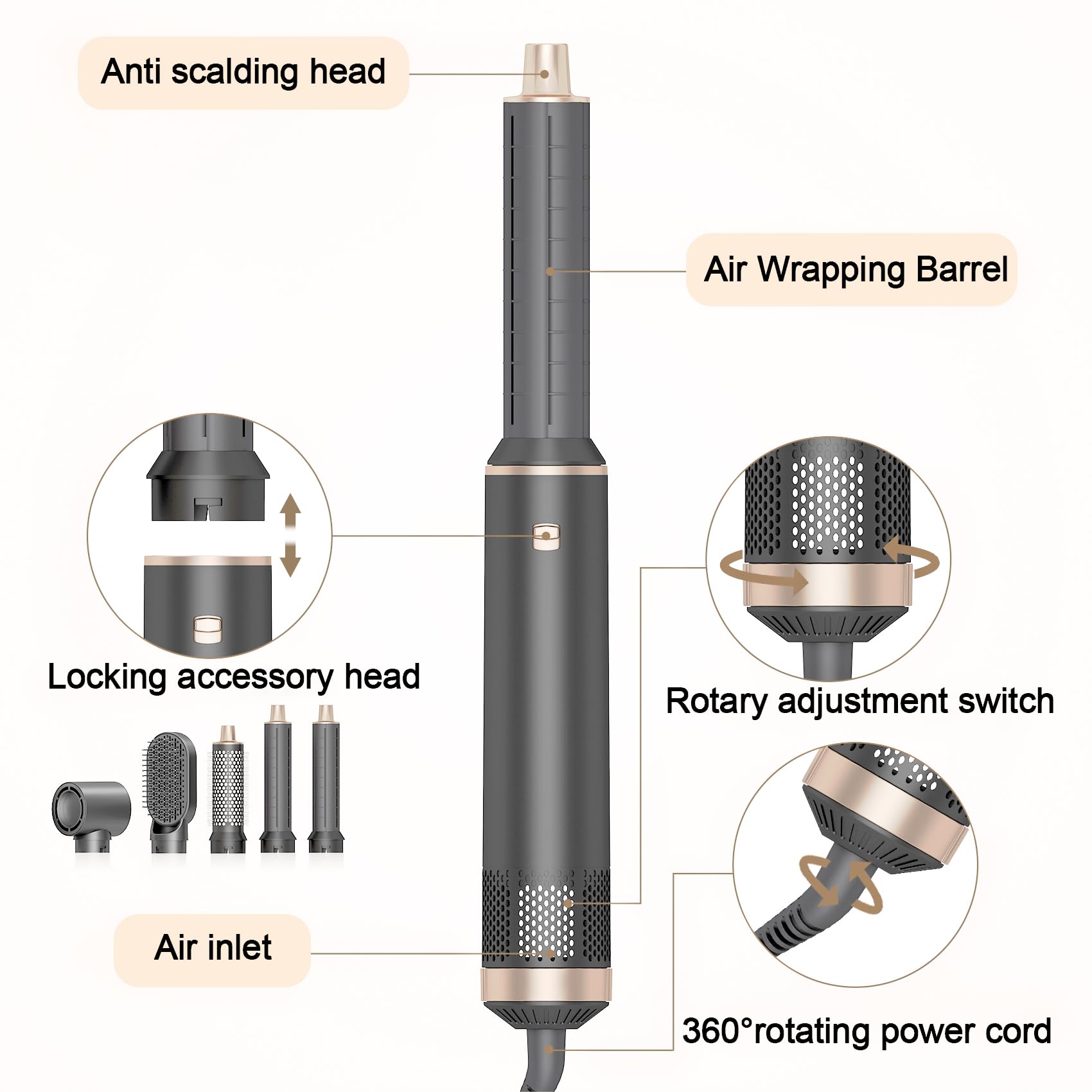AVENHO motor 800W potente para secar y estilizar con eficiencia