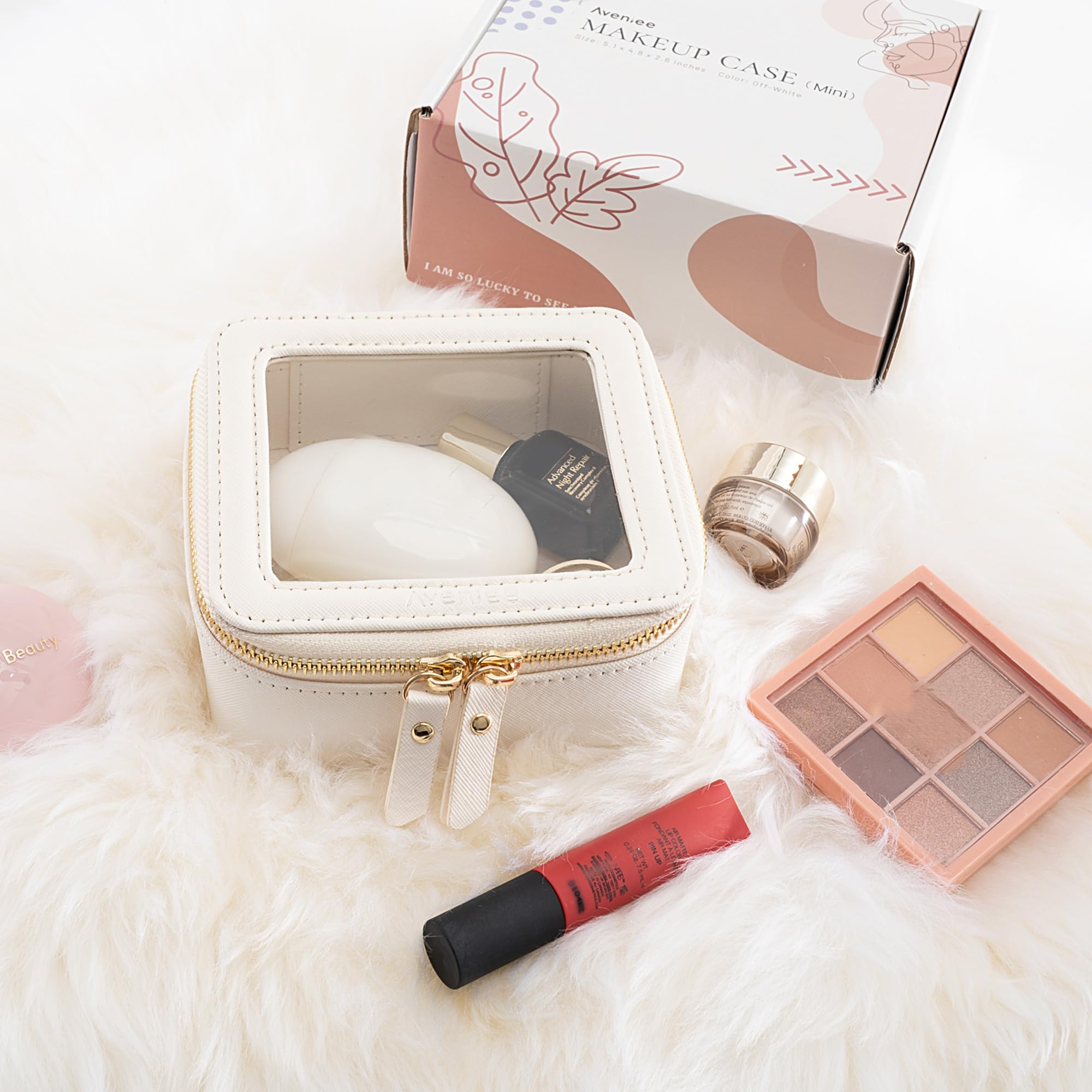 Estuche de maquillaje transparente Aveniee, aprobado TSA para controles.