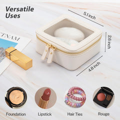 Interior de la bolsa transparente Aveniee, mantiene organizados los cosméticos para retoques.