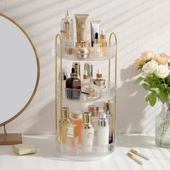 Aveniee organizador giratorio de maquillaje 3 niveles, acceso rápido a cosméticos.