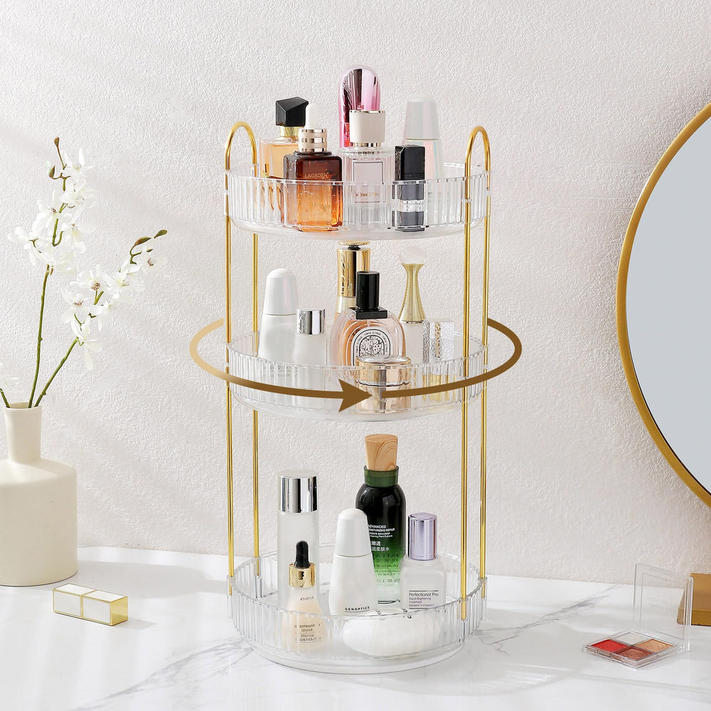 Aveniee organizador giratorio con borde alto evita derrames al colocar perfumes.