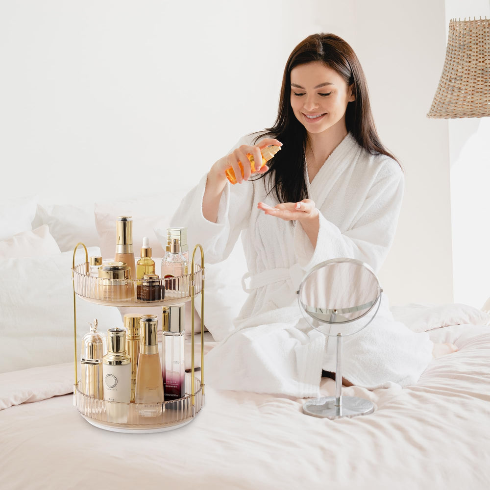 Regalo práctico Aveniee para ella, organizador de maquillaje dorado