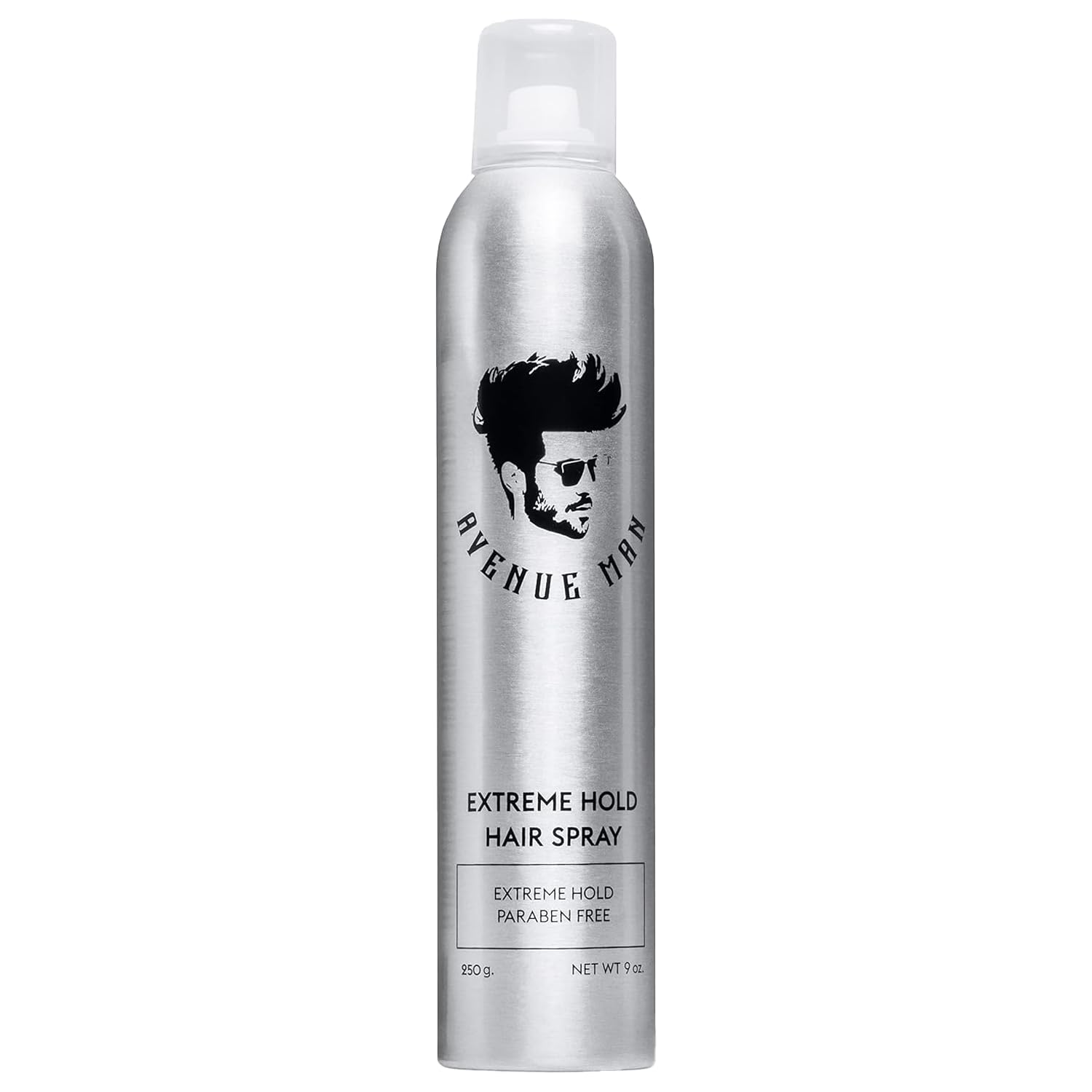 Avenue Man Extreme Hold Hairspray, bouteille prête à fixer durablement la coiffure.
