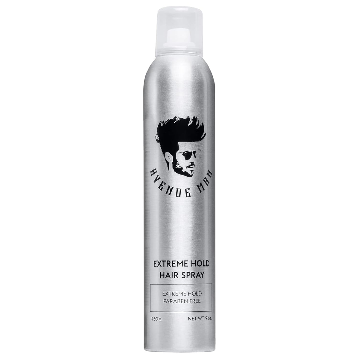 Avenue Man Extreme Hold Hairspray, bouteille prête à fixer durablement la coiffure.