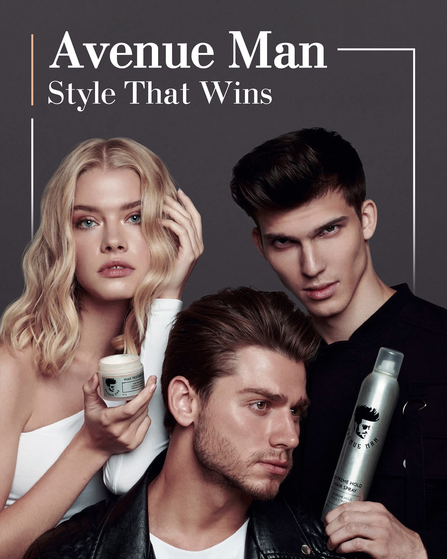 Avenue Man Extreme Hold Hairspray, brume fine offrant un contrôle sans résidu collant.