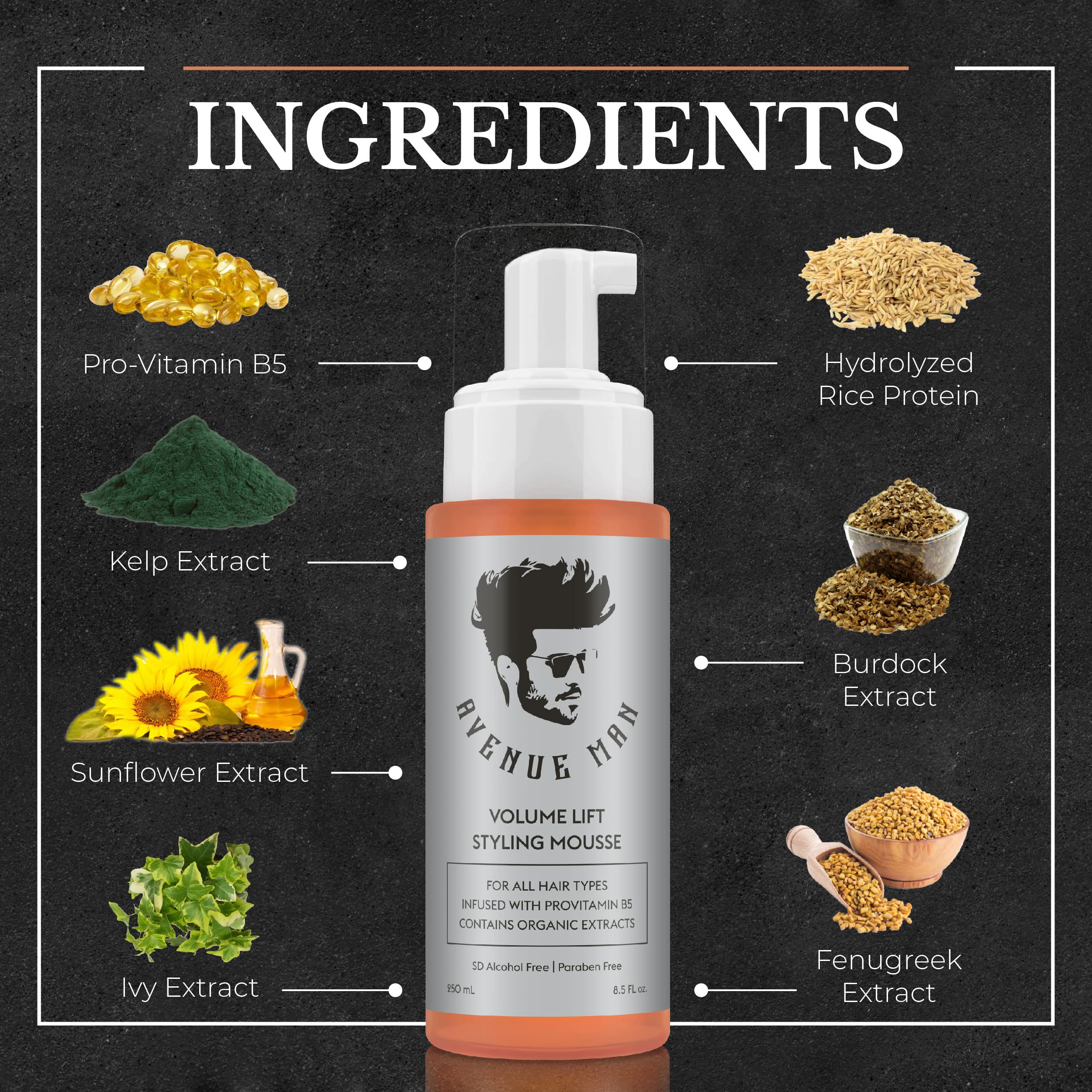 Avenue Man Volume Lift Mousse styling session highlighting defined, movable texture.