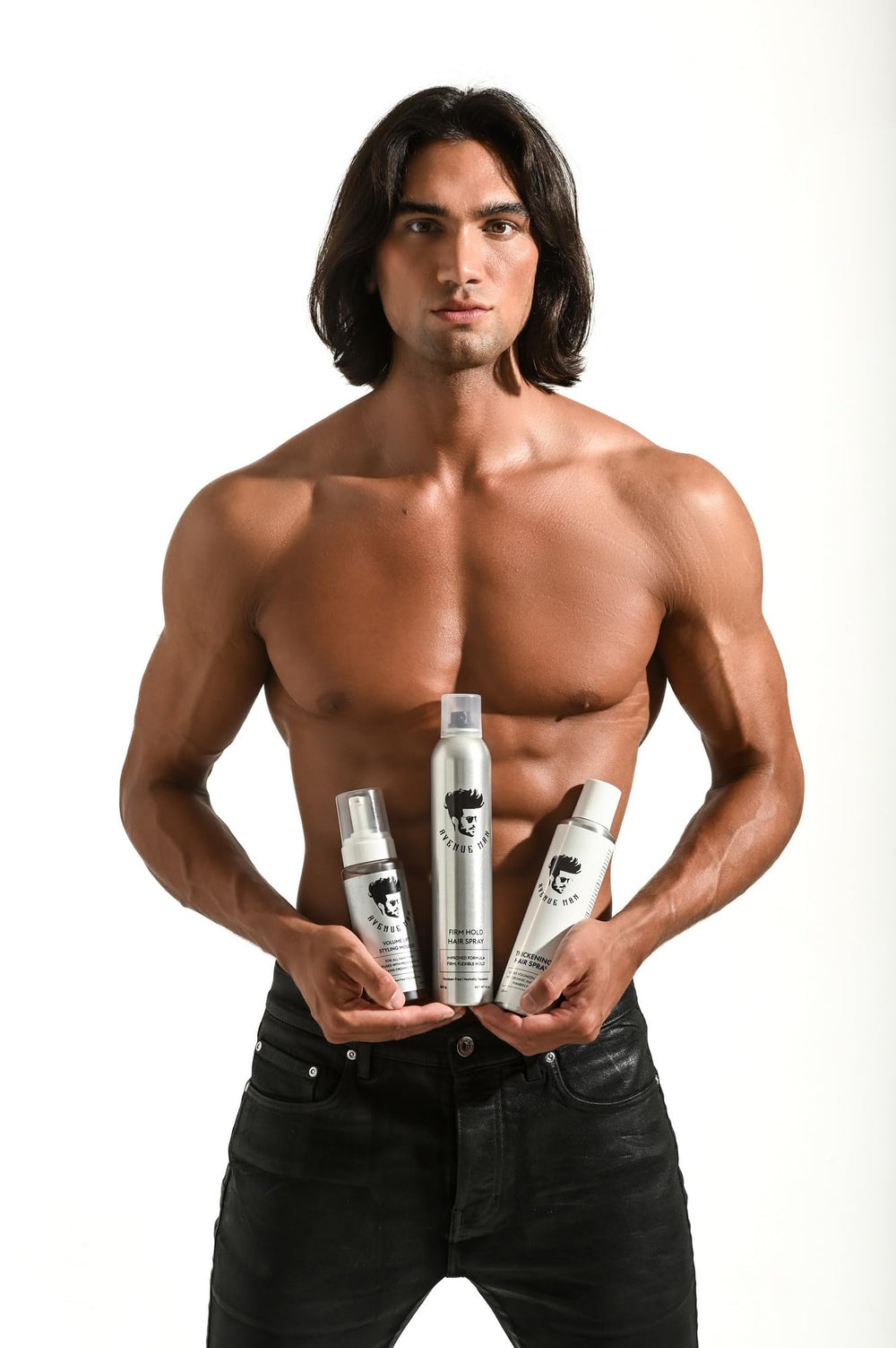 Avenue Man Volume Lift Mousse applied for a voluminous, natural morning look.