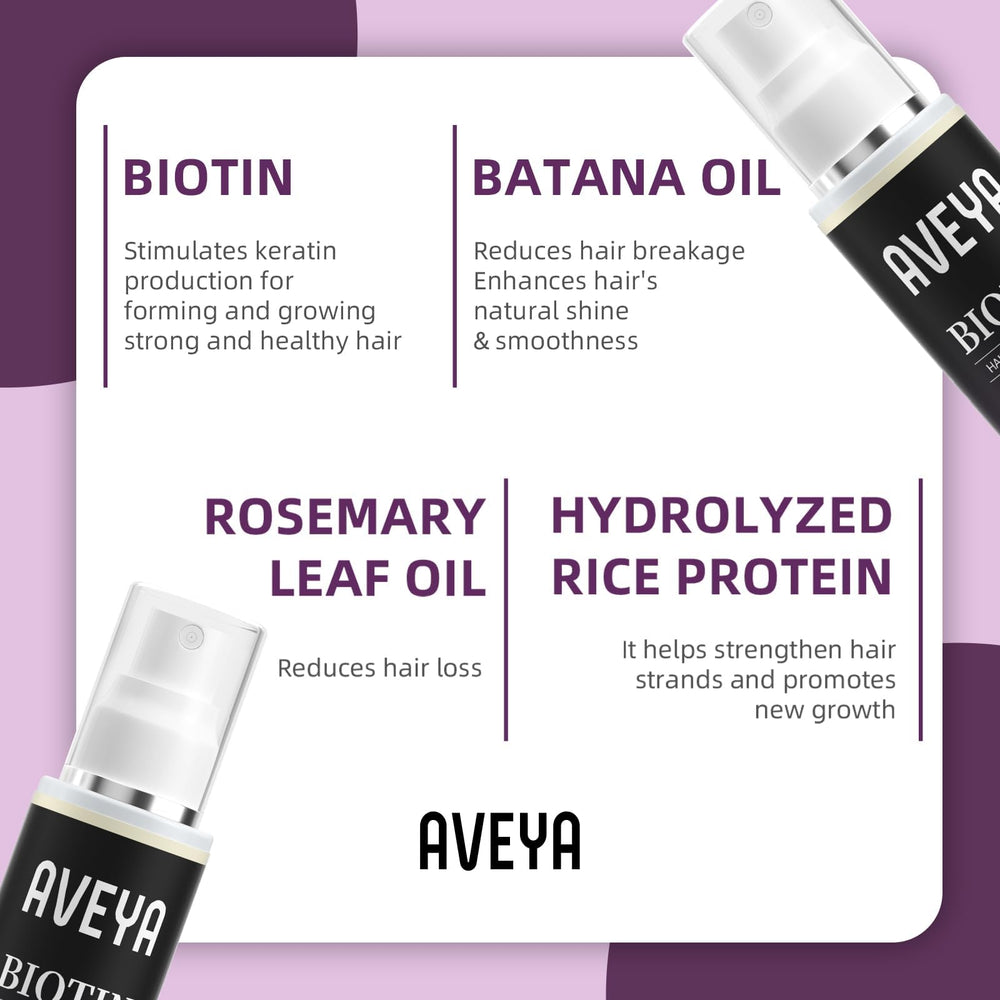 AVEYA spray crecimiento capilar, proteína de arroz hidrolizada: refuerza la fibra capilar.