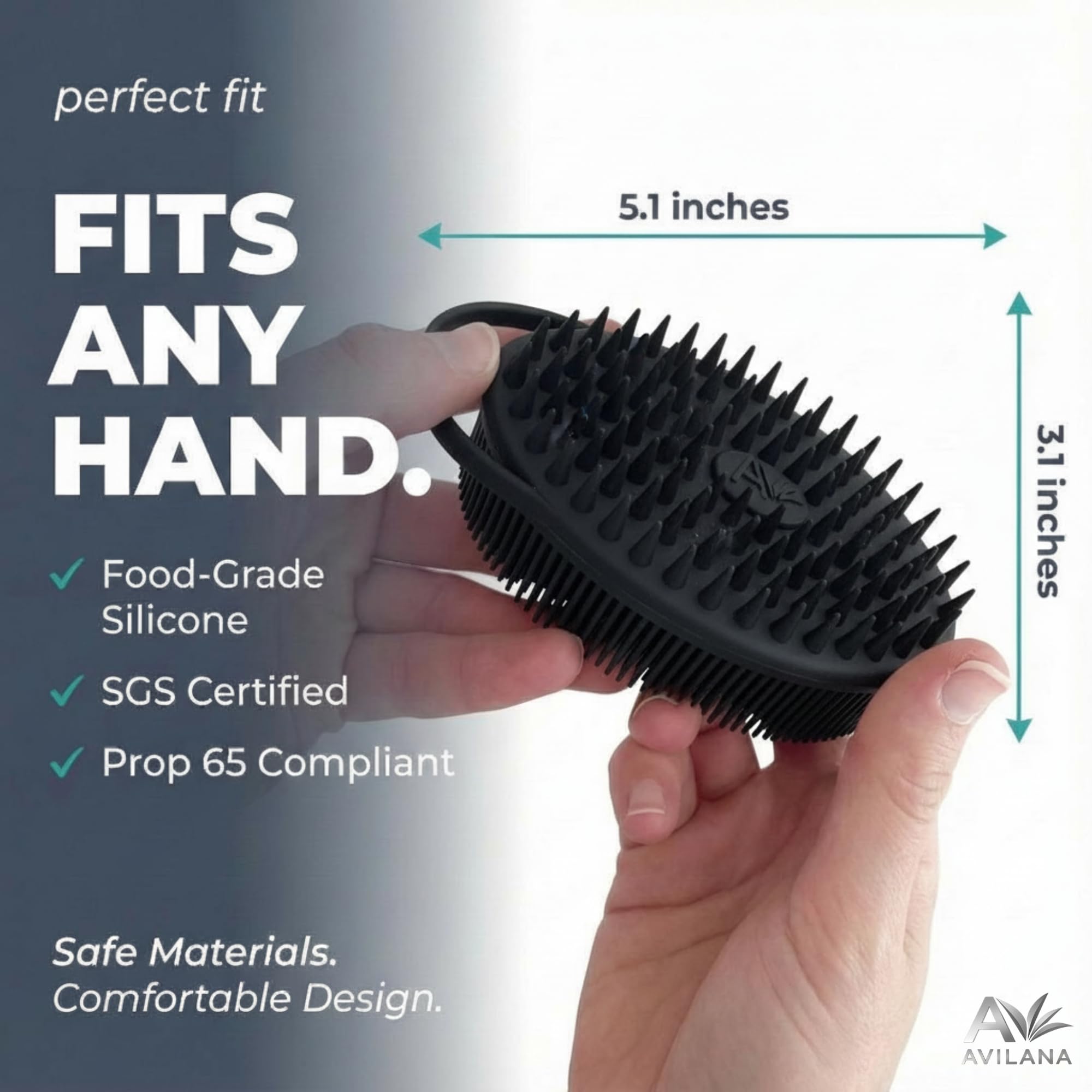 Avilana Premium cerdas-suaves exfolian sin rayar el cuero cabelludo.