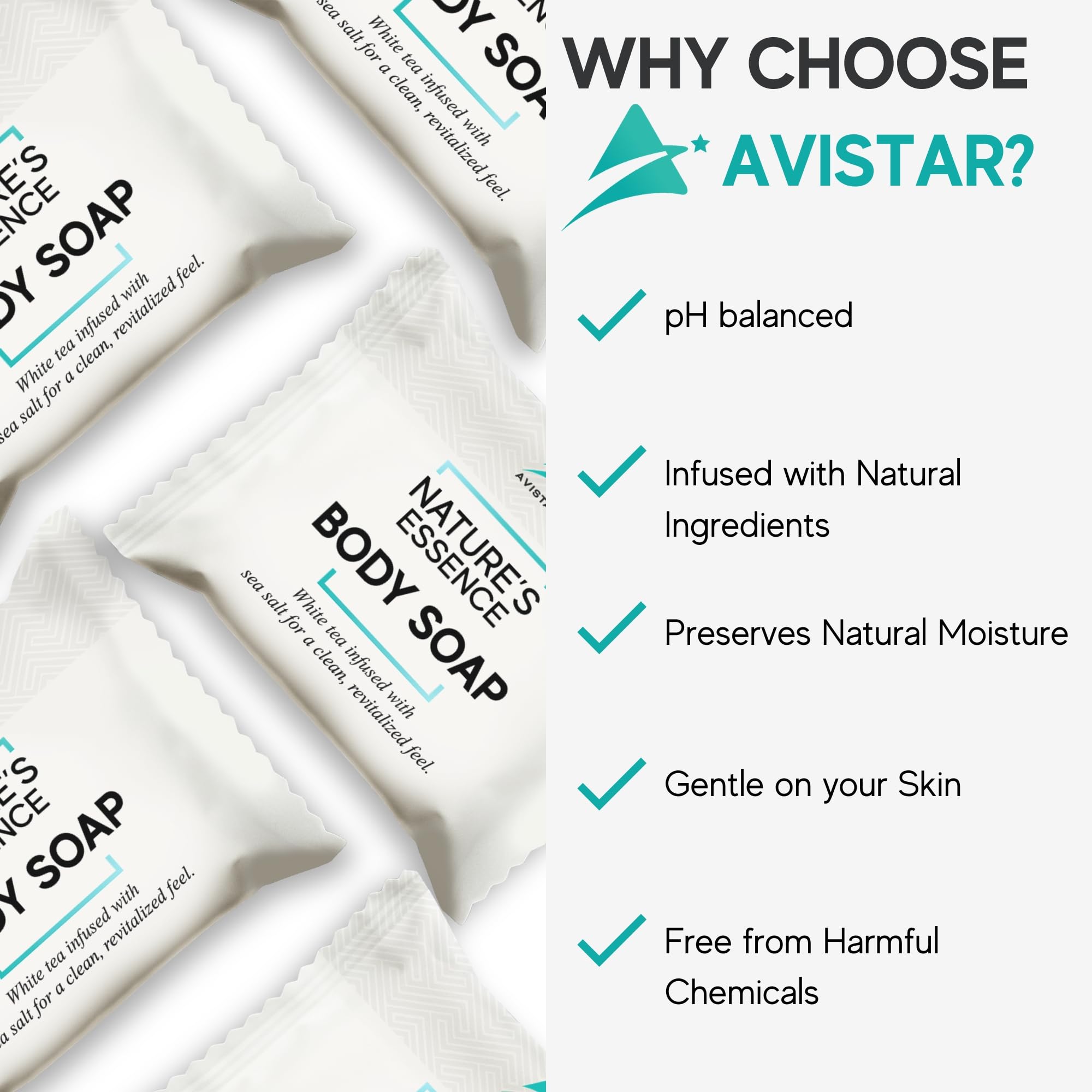 Savon Avistar hôtel mini 60 pack – idéal pour les kits d'accueil.