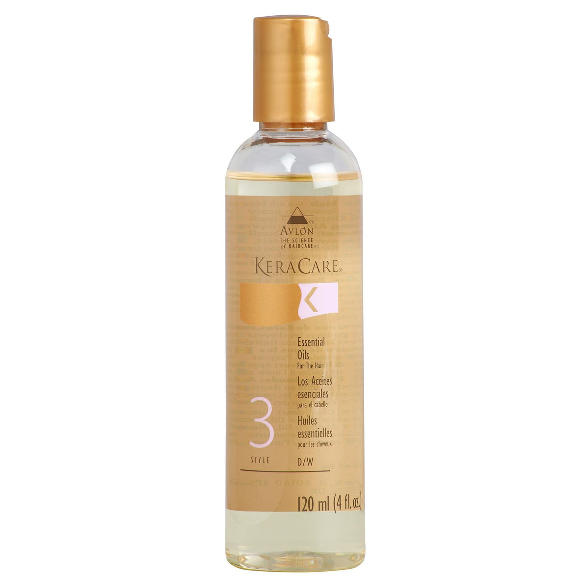 Aceite esencial Avlon Keracare en botella de 4 oz para cuidado diario del cabello.