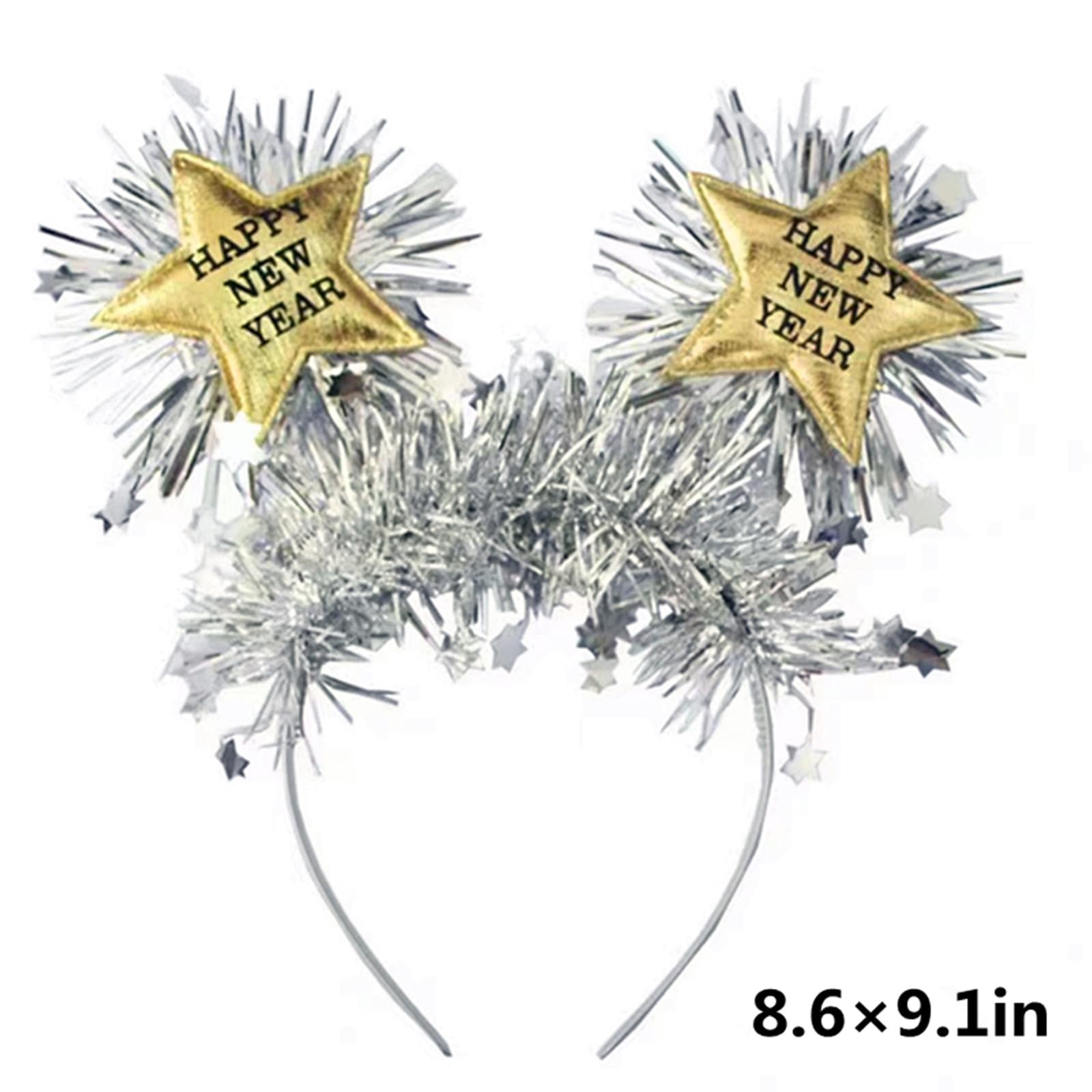 Diadema AVMBC con purpurina dorada, ideal para brillar en fiestas.