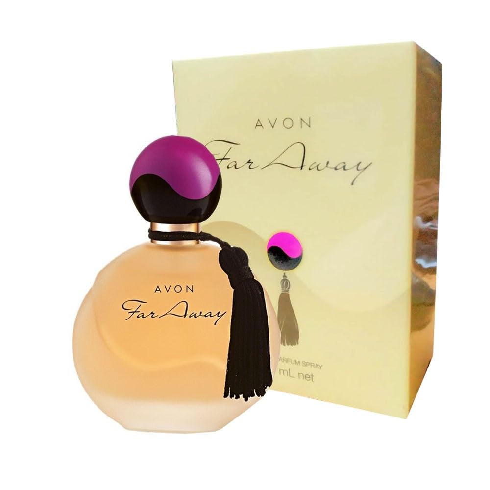 AVON Far Away, atomizador en acción, perfuma con presencia suave todo el día.