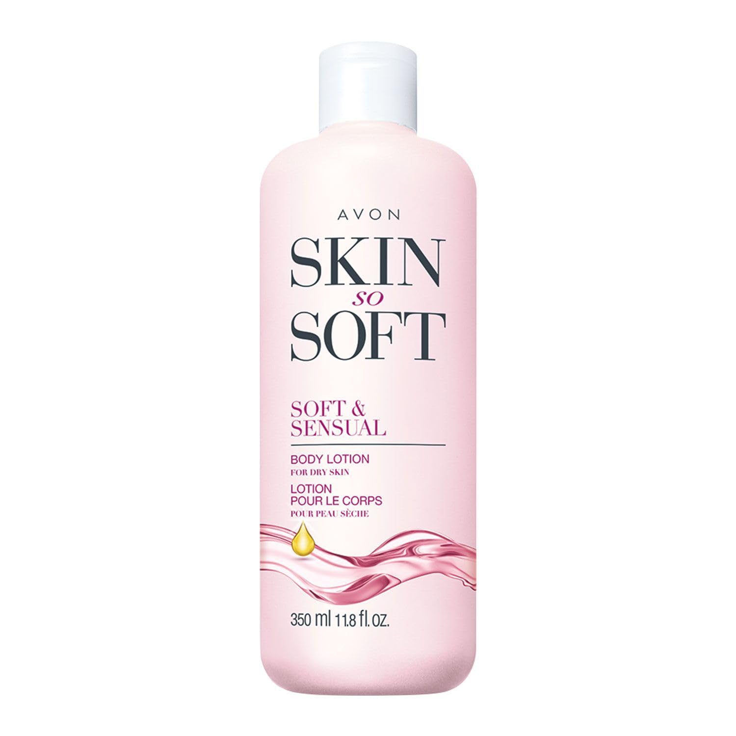 AVON Skin So Soft loción corporal con argán en botella, hidratación duradera.