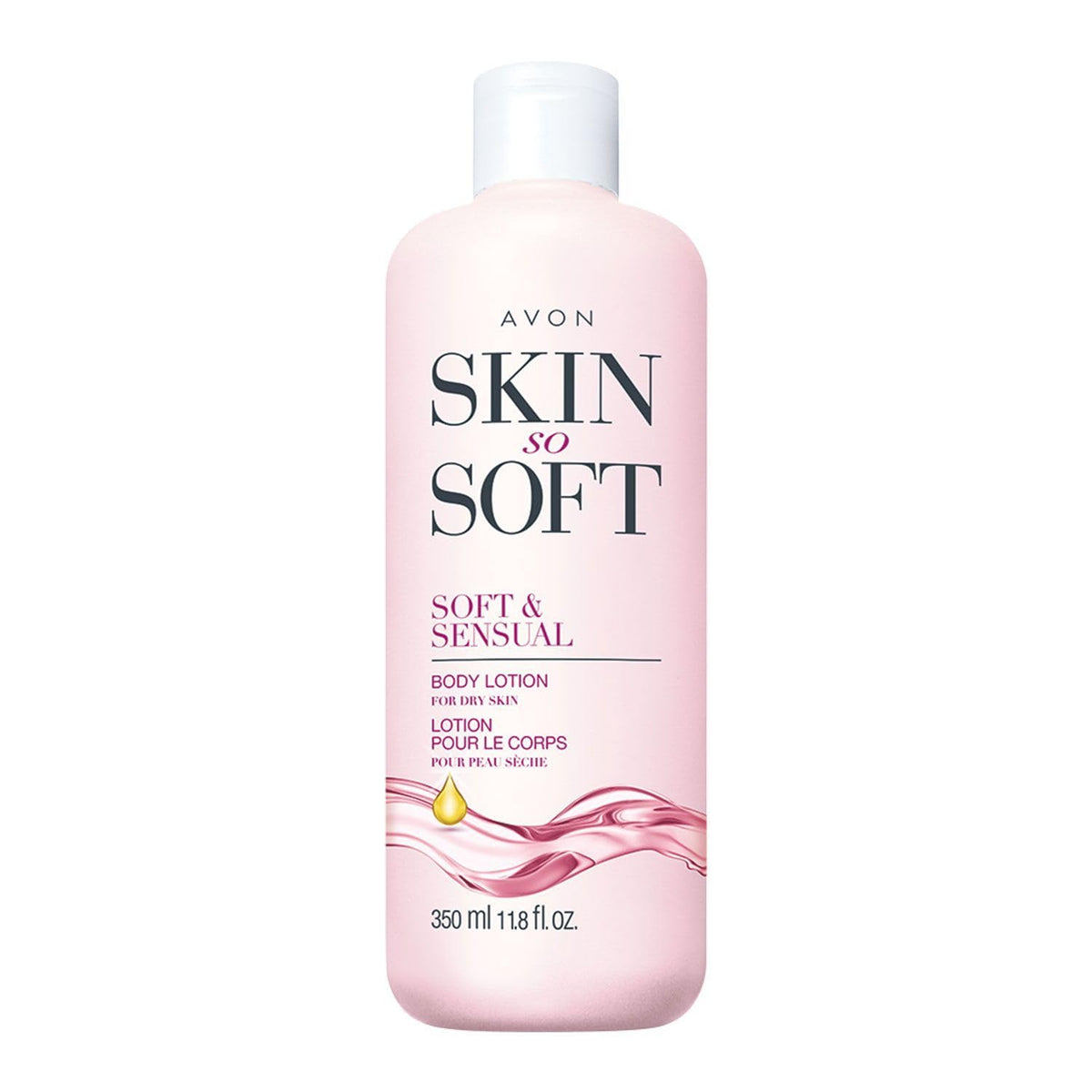AVON Skin So Soft loción corporal con argán en botella, hidratación duradera.