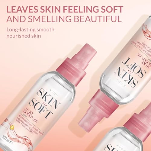 AVON SKIN SO SOFT atomizador con niebla fina para una aplicación suave y uniforme.
