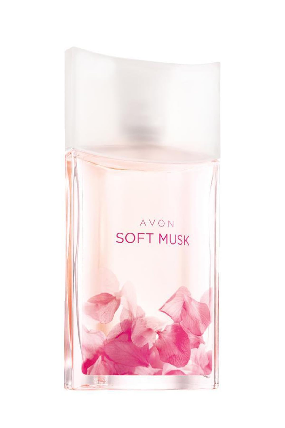 AVON Soft Musk frasco-rosas-jazmin: aroma suave para uso diario.