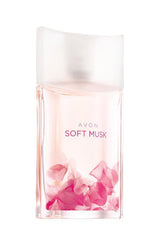 AVON Soft Musk frasco-rosas-jazmin: aroma suave para uso diario.