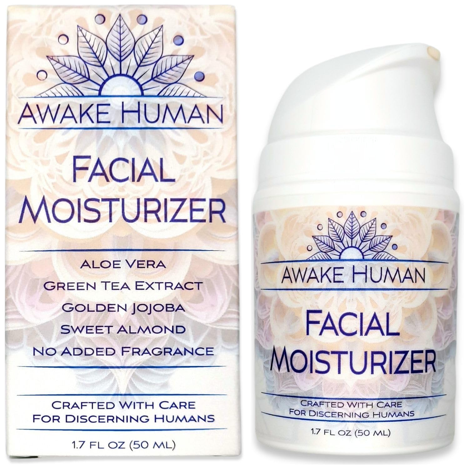 Awake Human crema facial con aloe vera y té verde para piel seca