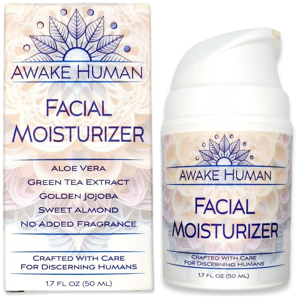 Awake Human crema facial con aloe vera y té verde para piel seca
