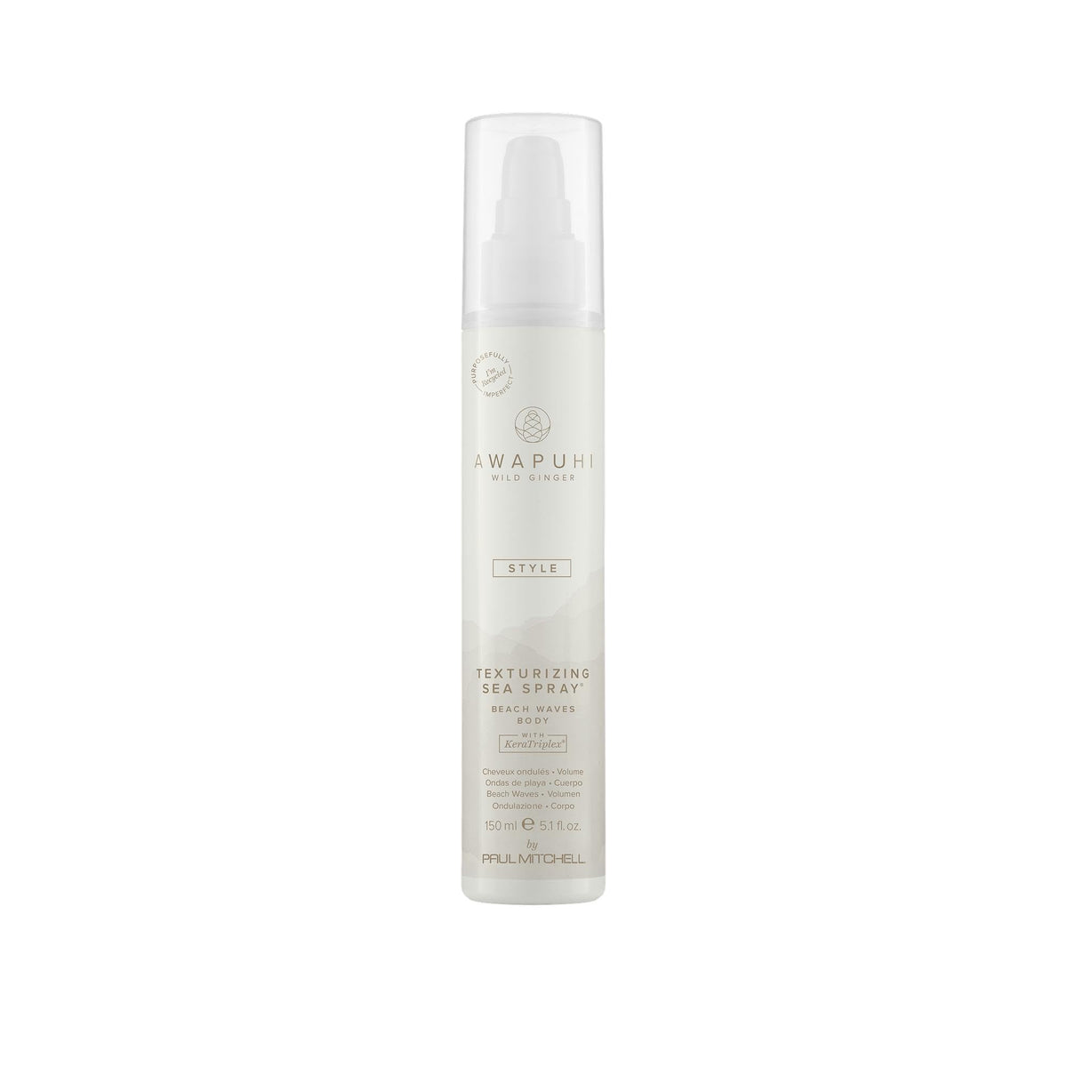 Awapuhi Wild Ginger brume texturisante pour cheveux, bouteille visible, apporte volume et mouvement.