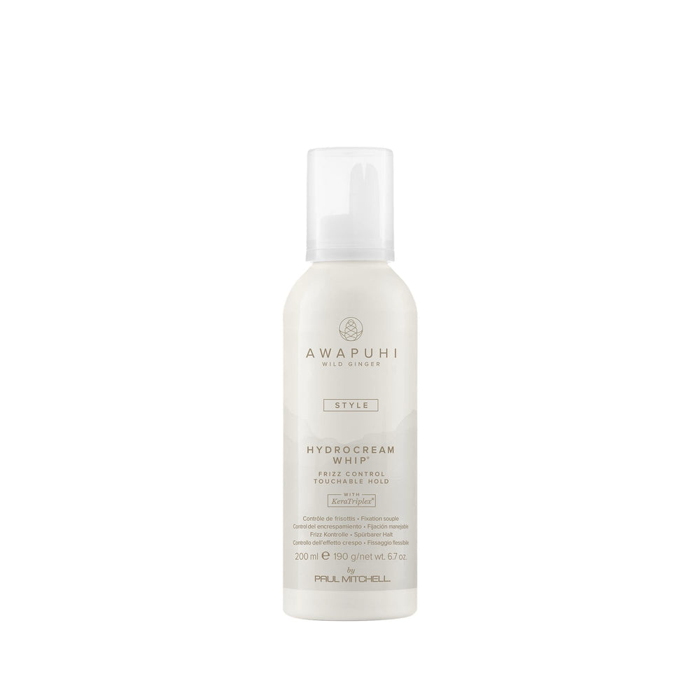 Flacon Mousse HydroCrème Awapuhi Wild Ginger prêt à styliser les cheveux