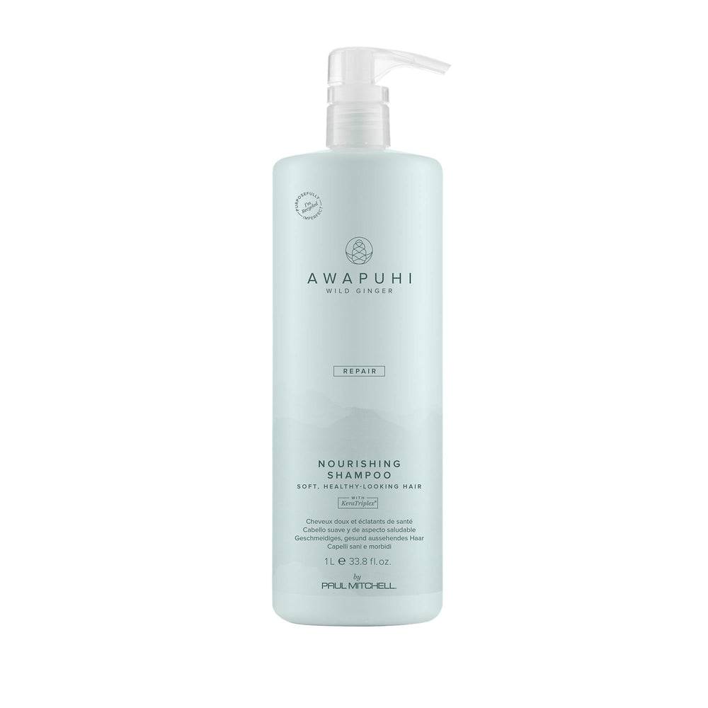 Shampoo Awapuhi Wild Ginger, botella frontal, cuidado del color