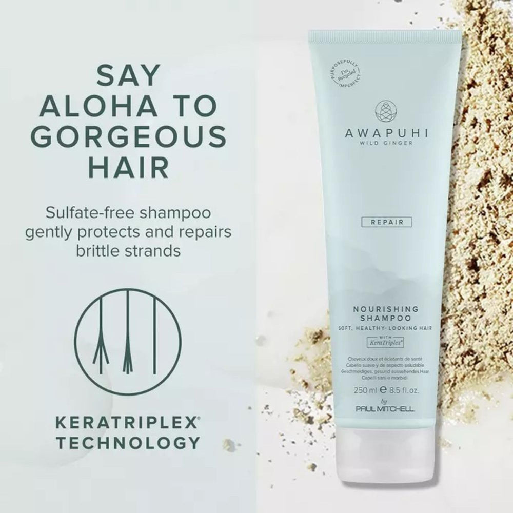 Cabello seco y dañado protegido por Awapuhi Wild Ginger