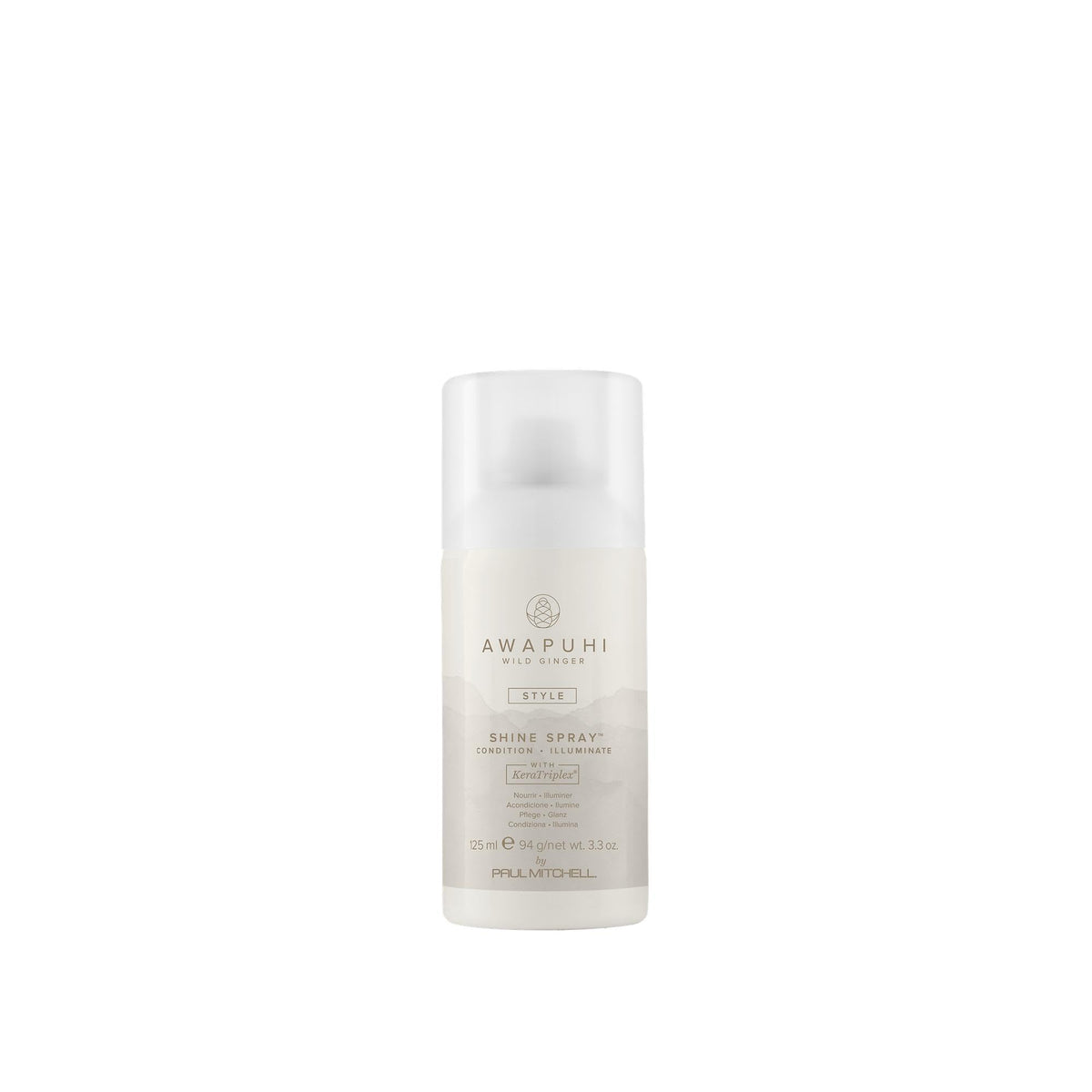 Awapuhi Wild Ginger pulverizador de brillo—botella visible, brillo ligero para todo tipo de cabello.