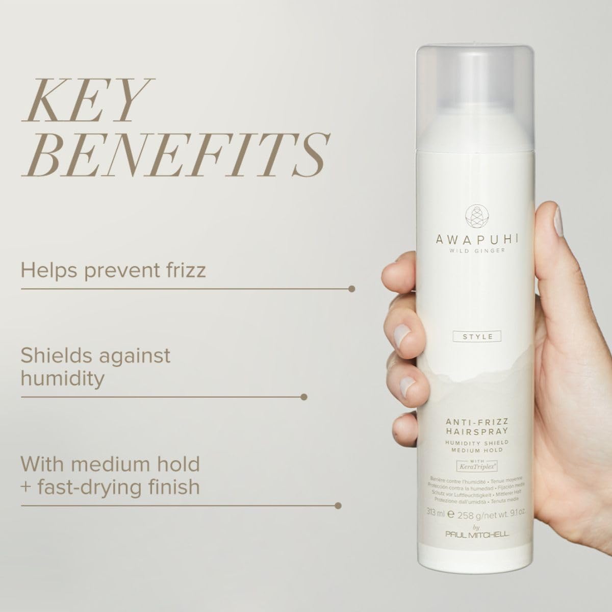 Spray Awapuhi Wild Ginger: protección de humedad para cabello durante el día.