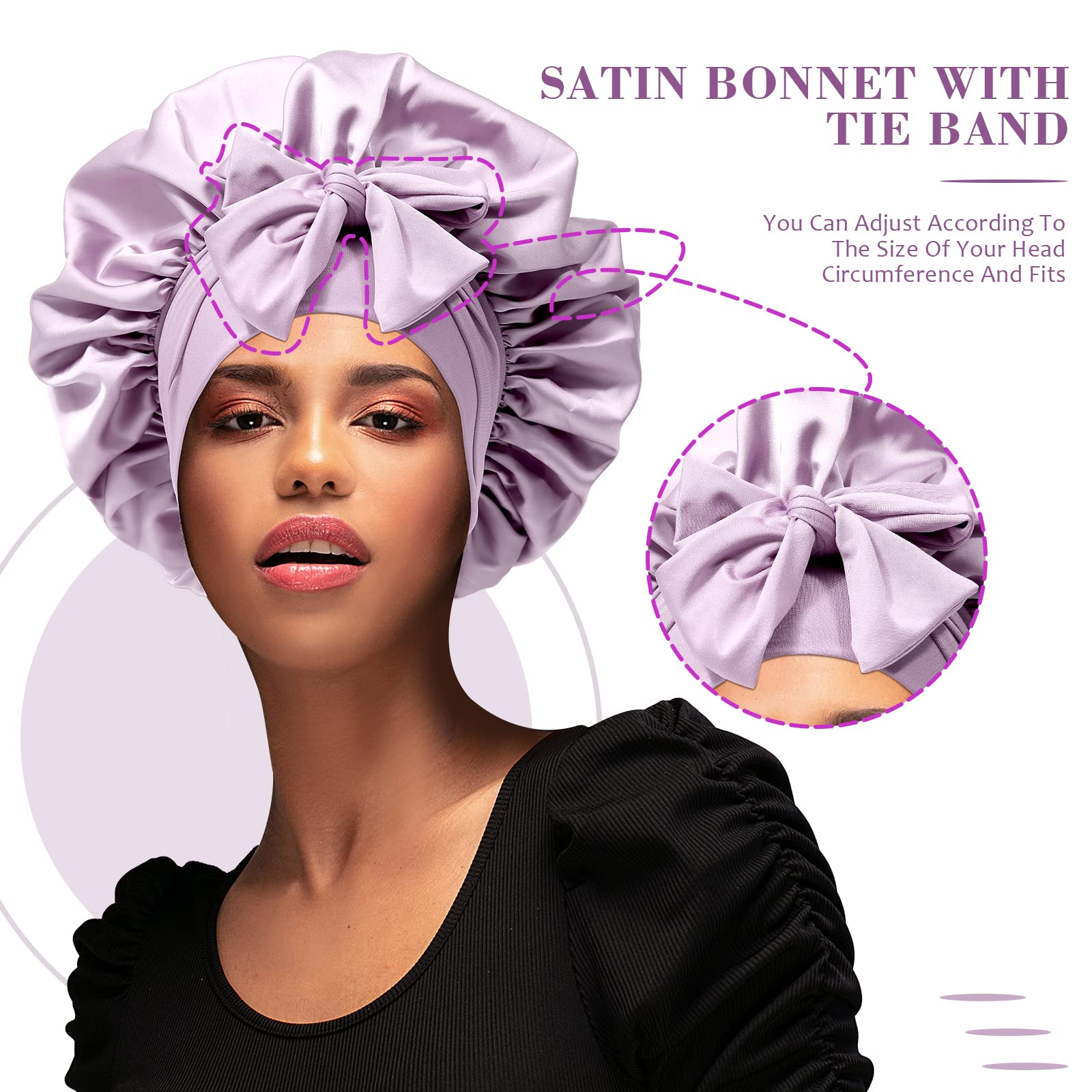 AWAYTR bonete satin banda ancha: lazo ajustable para un ajuste firme