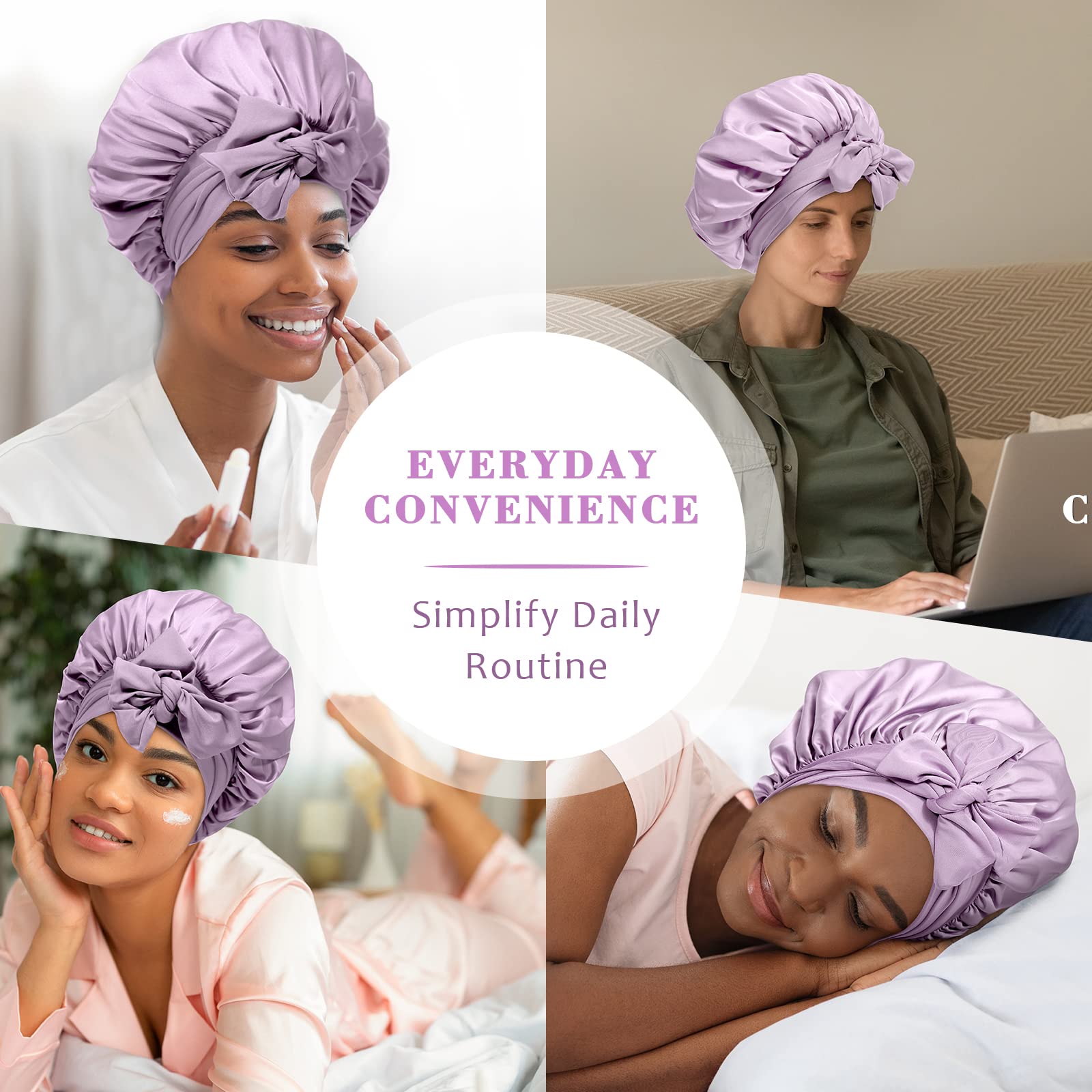 AWAYTR bonete satin banda ancha: protege el cabello manteniendo la humedad