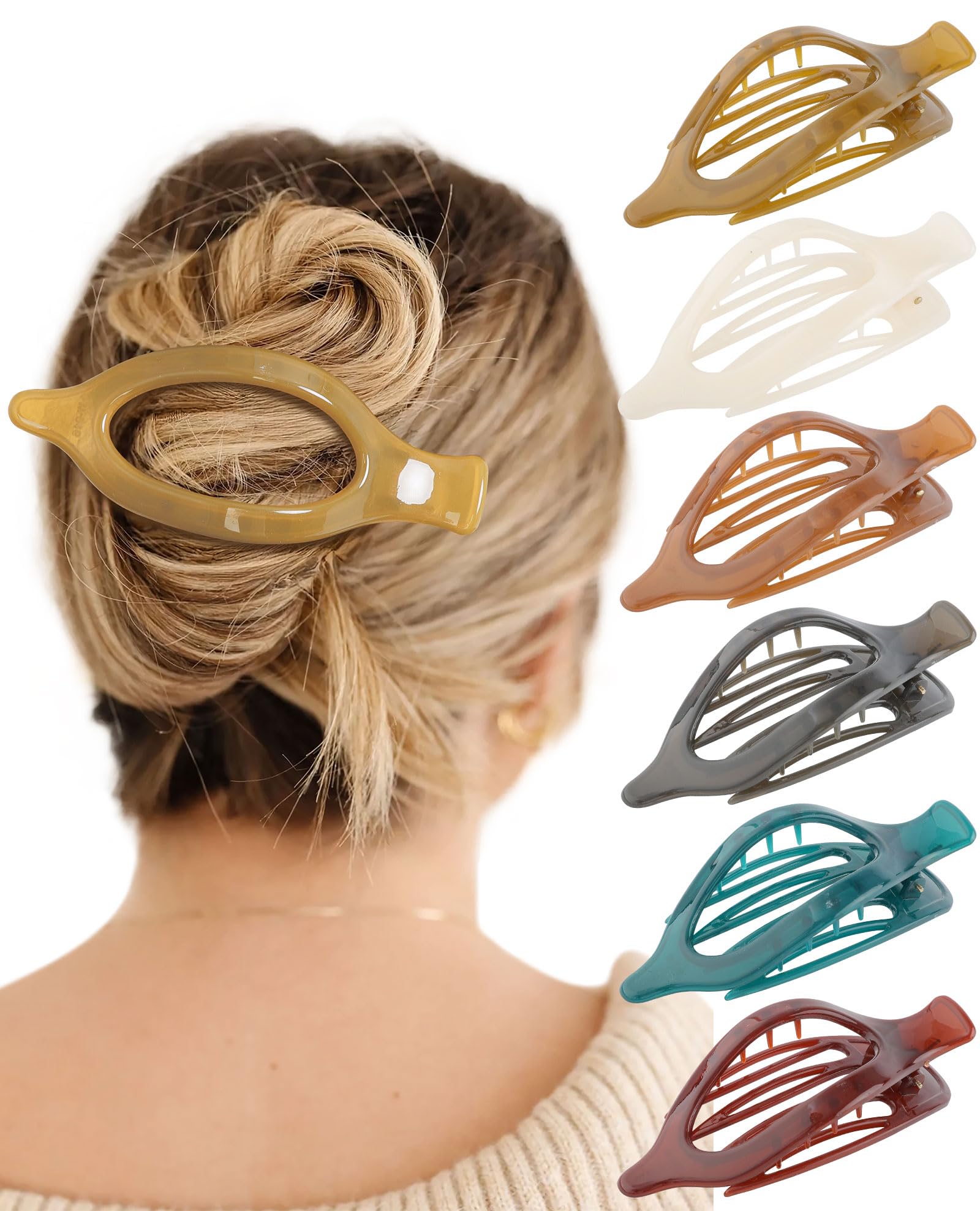AWAYTR clip plano para cabello en ámbar marrón, sujeción estable diaria