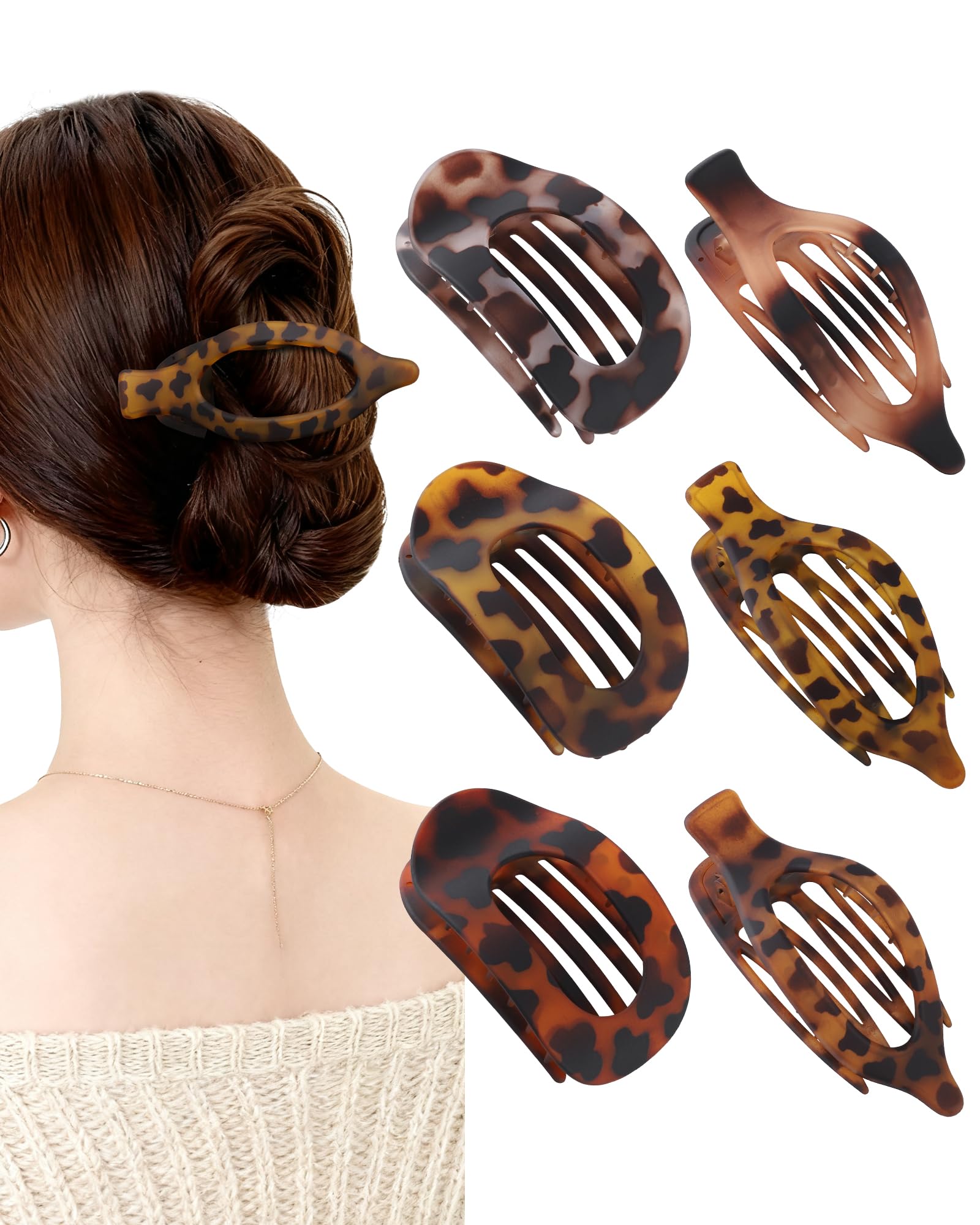 AWAYTR gancho plano Leopardo: agarre cómodo y seguro para cabello grueso.